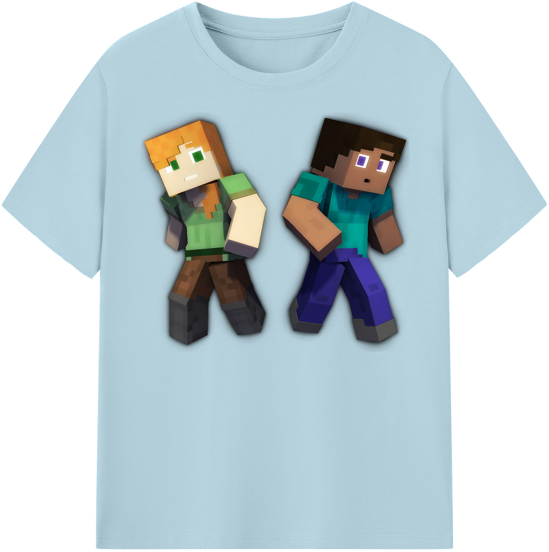 （画像用） マインクラフト ブロックの世界 Minecraft MC Block world 綿100％半袖Tシャツ（フロントプリント）